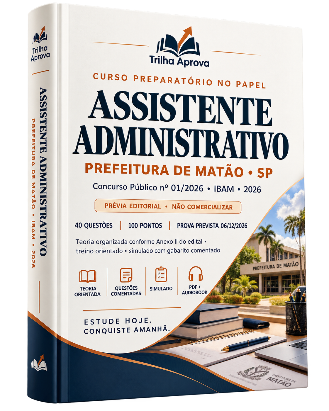 Capa da Apostila Assistente Administrativo Matão 2026, edição completa